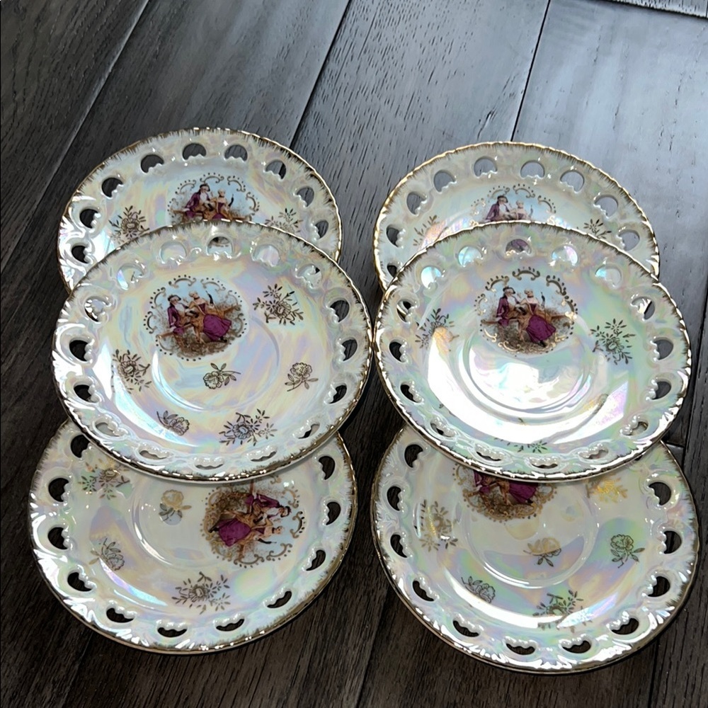 Elegant Iridescent Floral Saucer Set